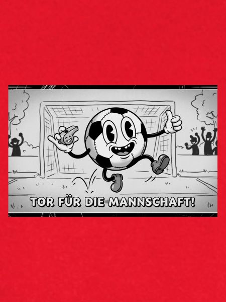 Fußballtor Cartoonjubel Teamgeist