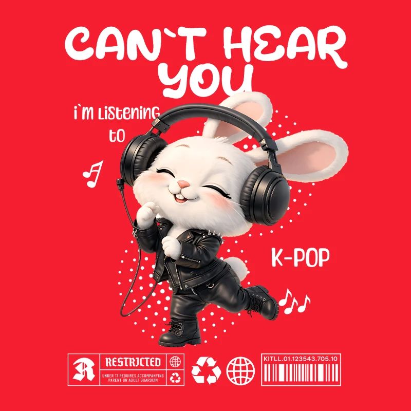 K-Pop Häschen mit Kopfhörern