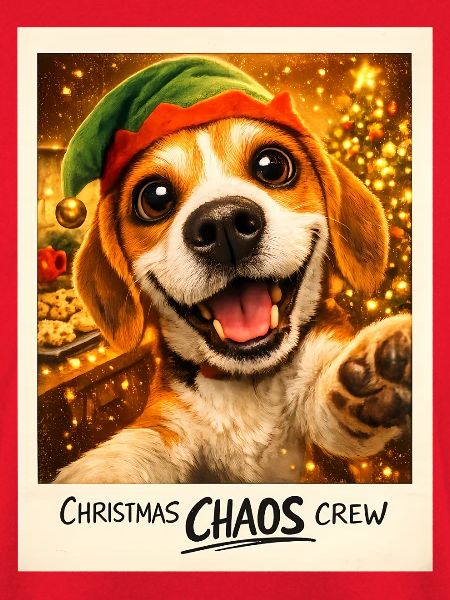 Christmas Chaos Crew Beagle Selfie