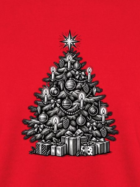 Monochromer Lichterbaum mit Geschenken