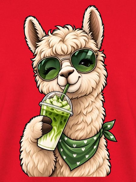 Süßes Lama mit Matcha Latte
