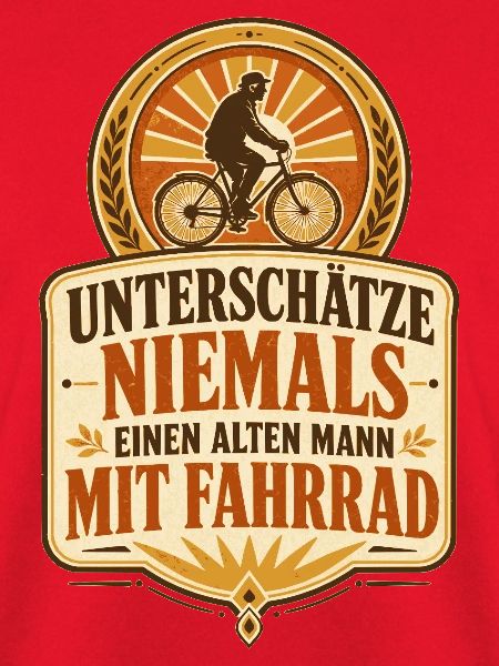 Alter Mann mit Fahrrad Retro-Badge
