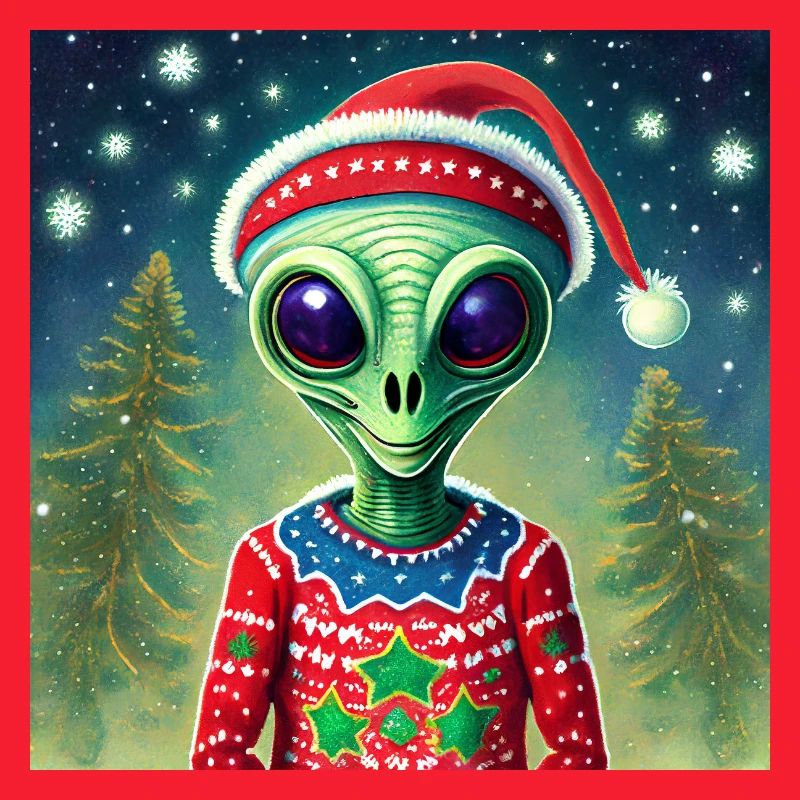 Alien trägt einen hässlichen Weihnachtspullover