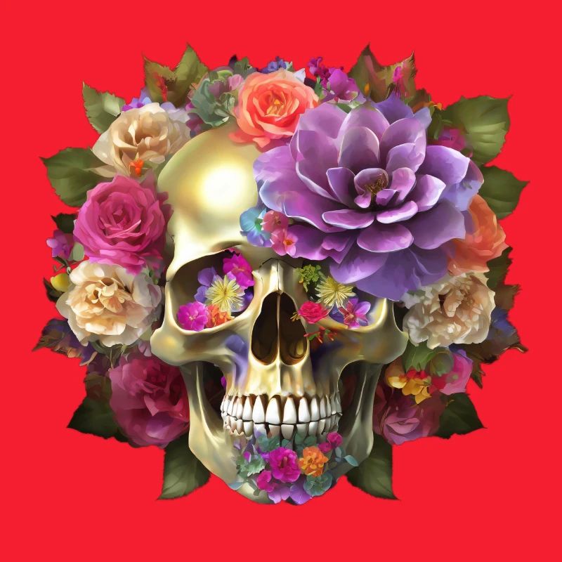 Totenkopf mit Blumen
