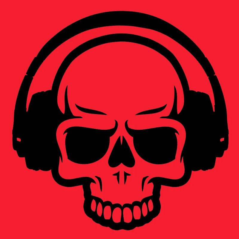 totenkopf mit kopfhörer