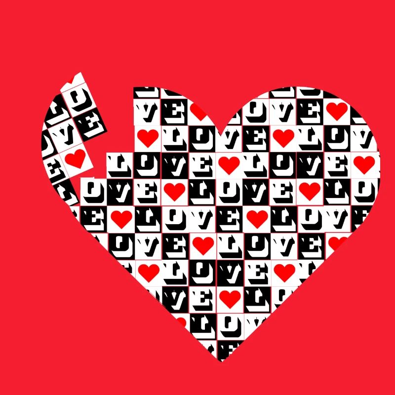 Herz-Liebe-Block Schwarz-Rot