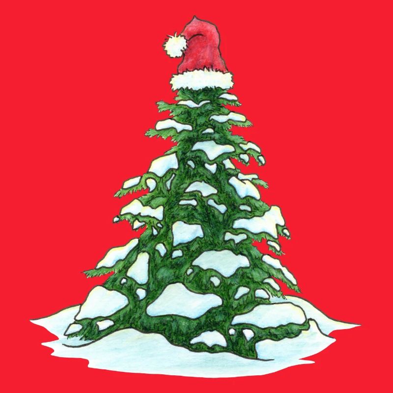 Weihnachtsbaum mit Weihnachtsmütze