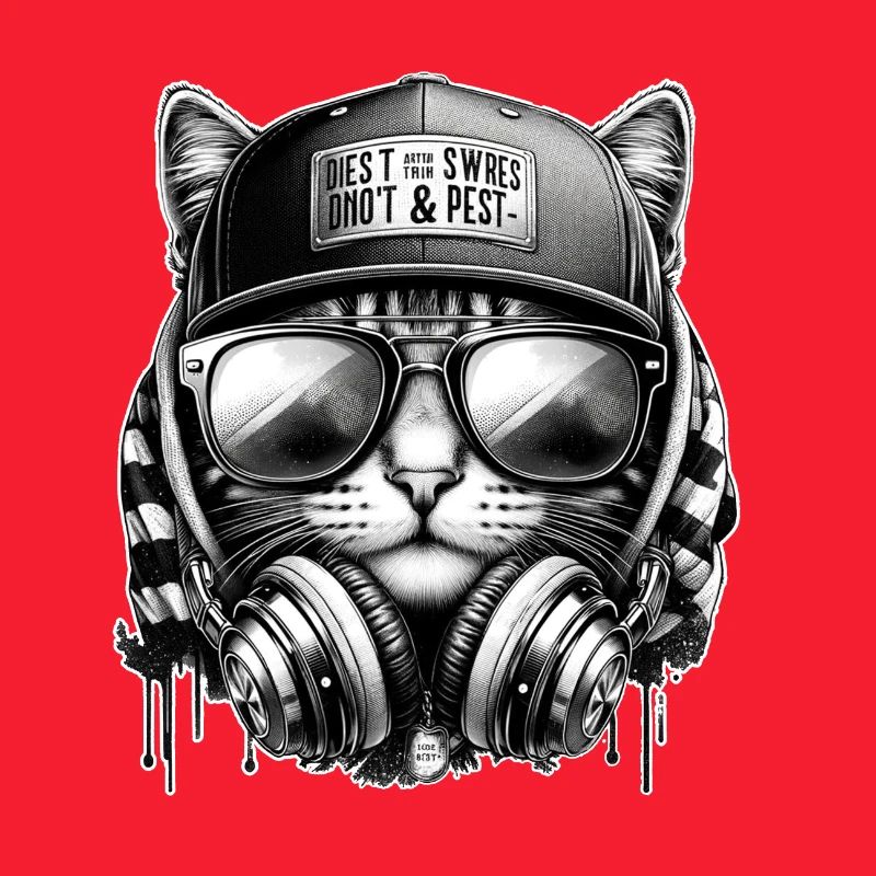 Katze DJ mit Kopfhörer Cap