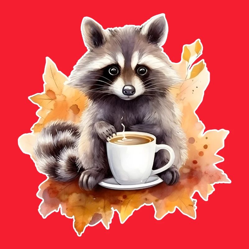 Herbst Waschbär Kaffee Gemütlich