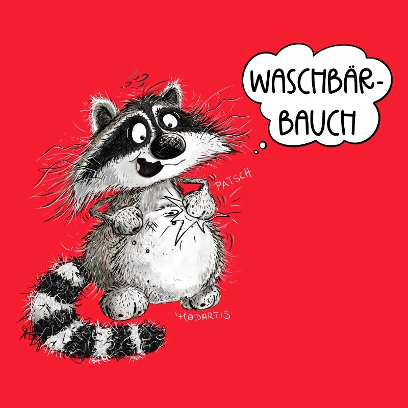 Lustiger Waschbär Waschbärbauch Waschbrettbauch