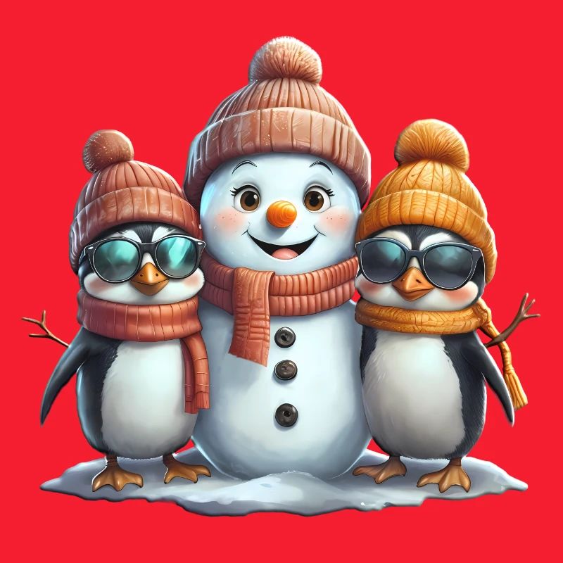 Winterfreunde: Pinguine & Schneemann