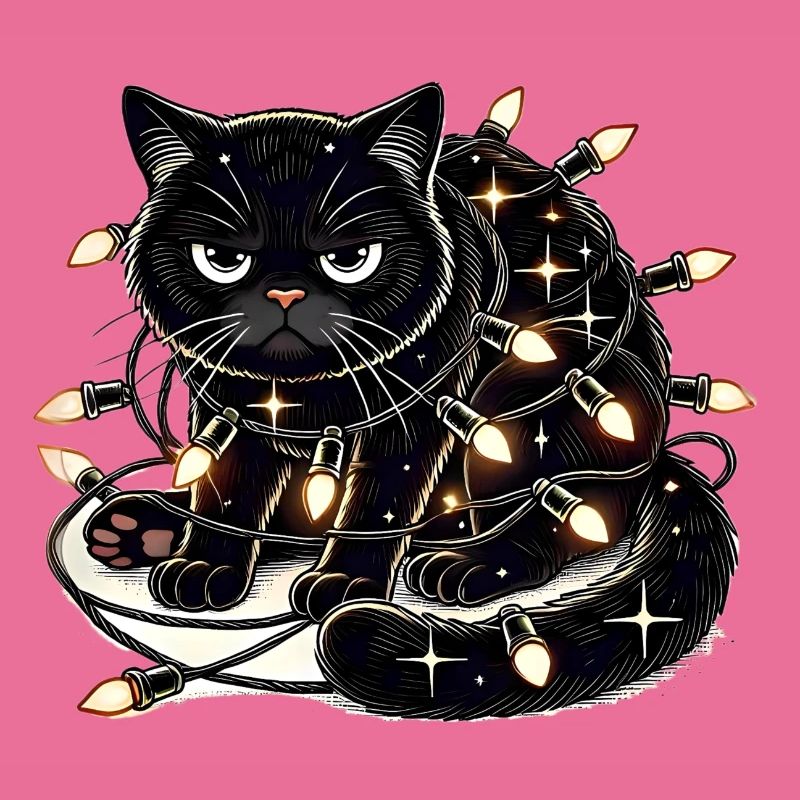 Grumpy Christmas Cat. Meow but please without tinsel