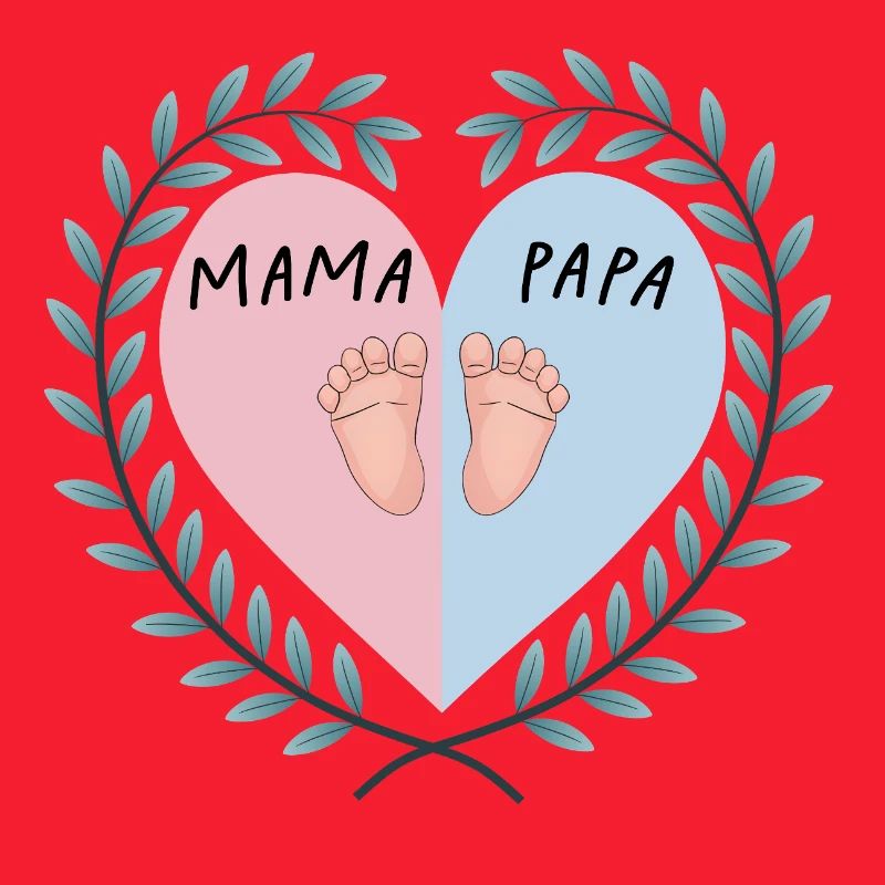 Mama & Papa Herz mit Babyfüßen