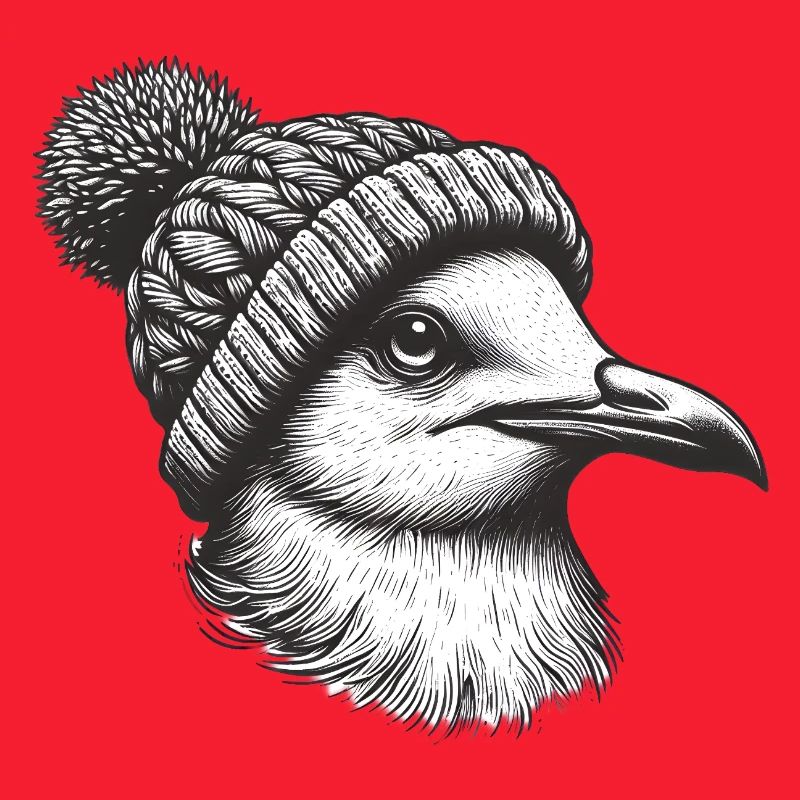 Mouette avec chapeau à pompon