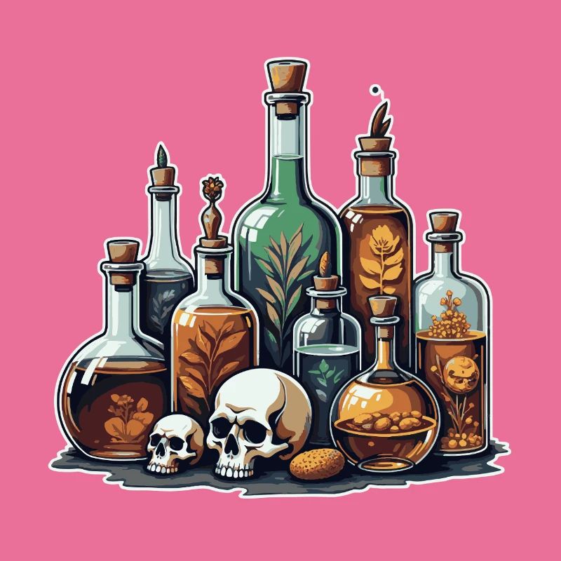 Alchemie Fläschchen Schädel Design