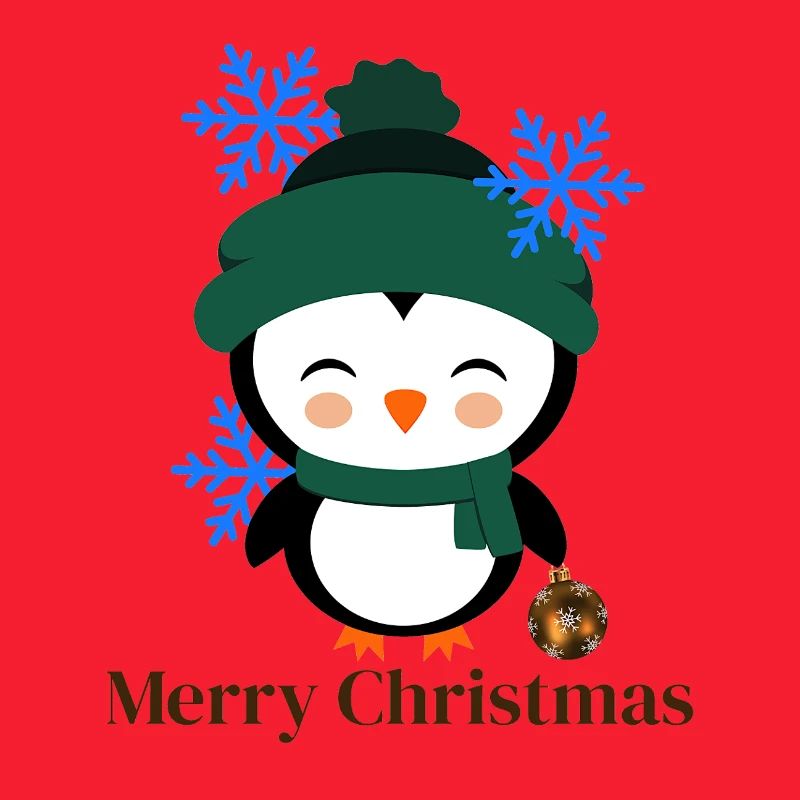 Winterpinguin mit Schneeflocken