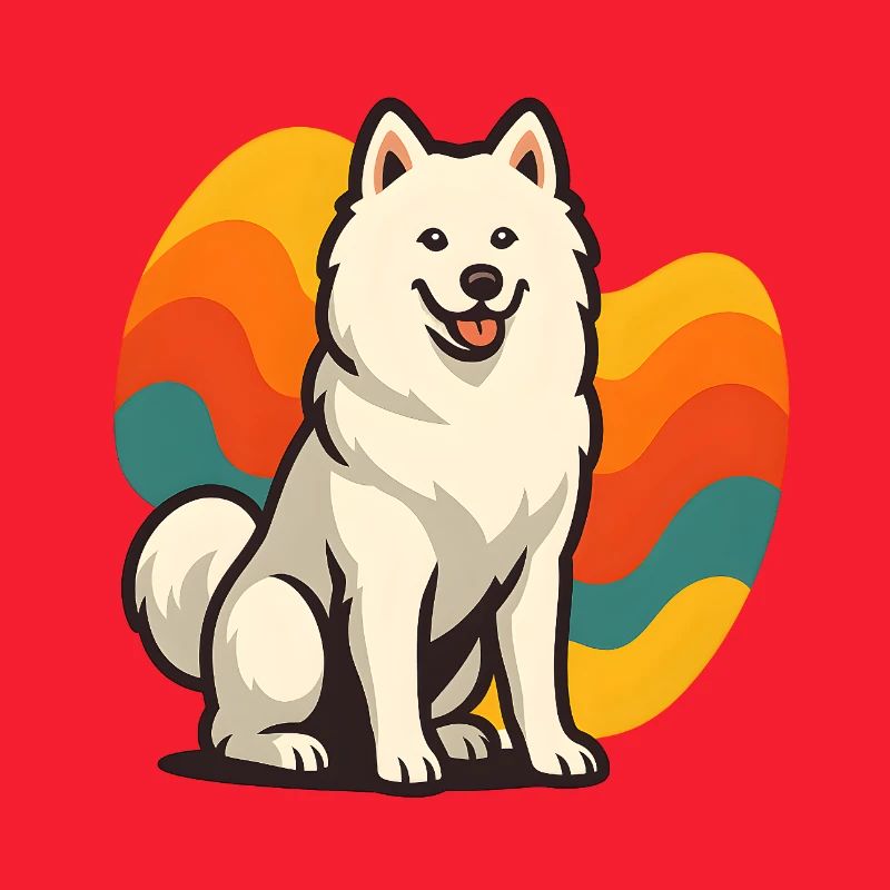 Samoyed Dog Prism Retro Wave