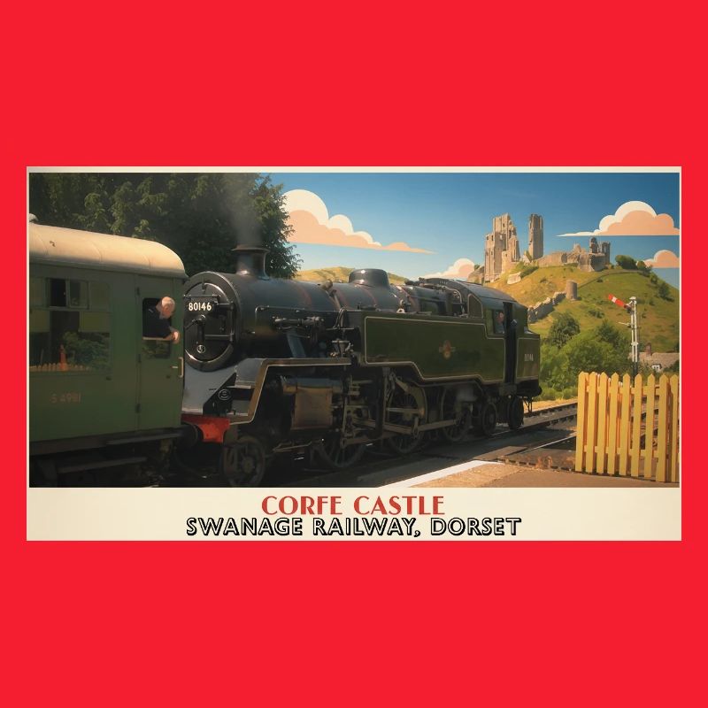 Affiche du train à vapeur du château de Corfe
