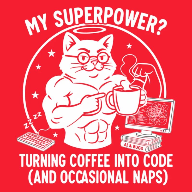 T-shirt Chat Codage Drôle - Superkraft Coffee