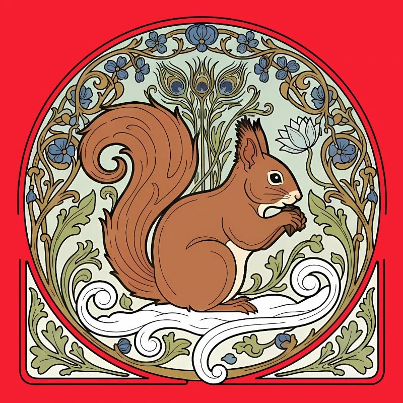 Eichhörnchen im Jugendstil-Ornament
