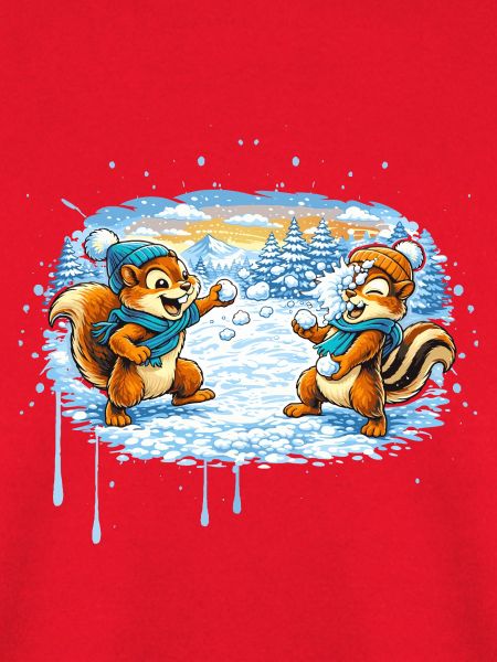 Lustige Schneeballschlacht mit Streifenhörnchen 