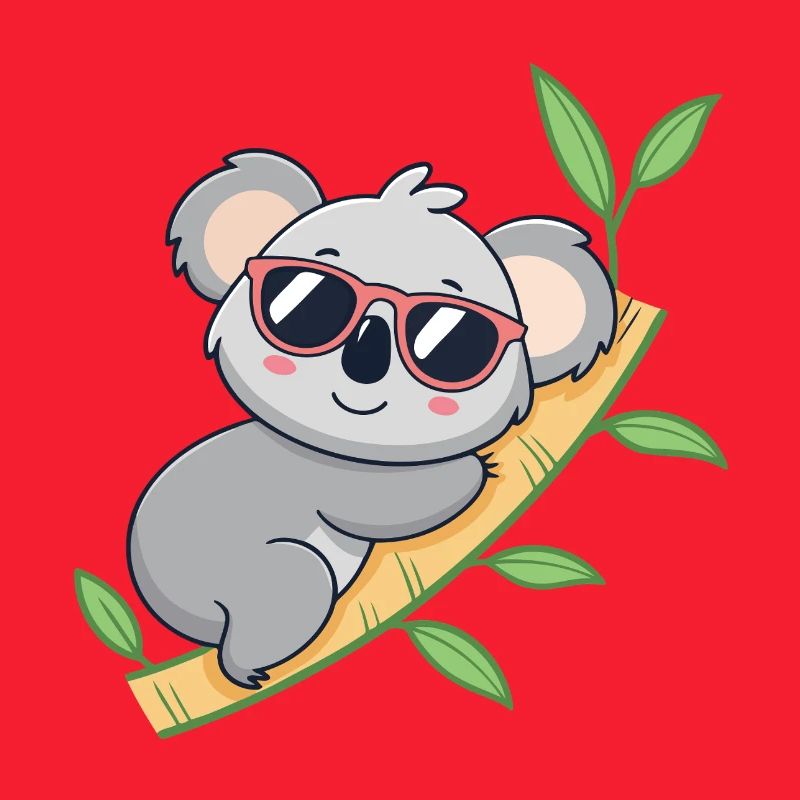 Trendiger Koala mit roten Brillen