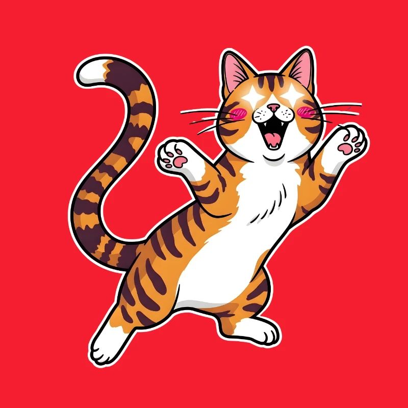 Fröhliche getigerte Katze Sprungfreude
