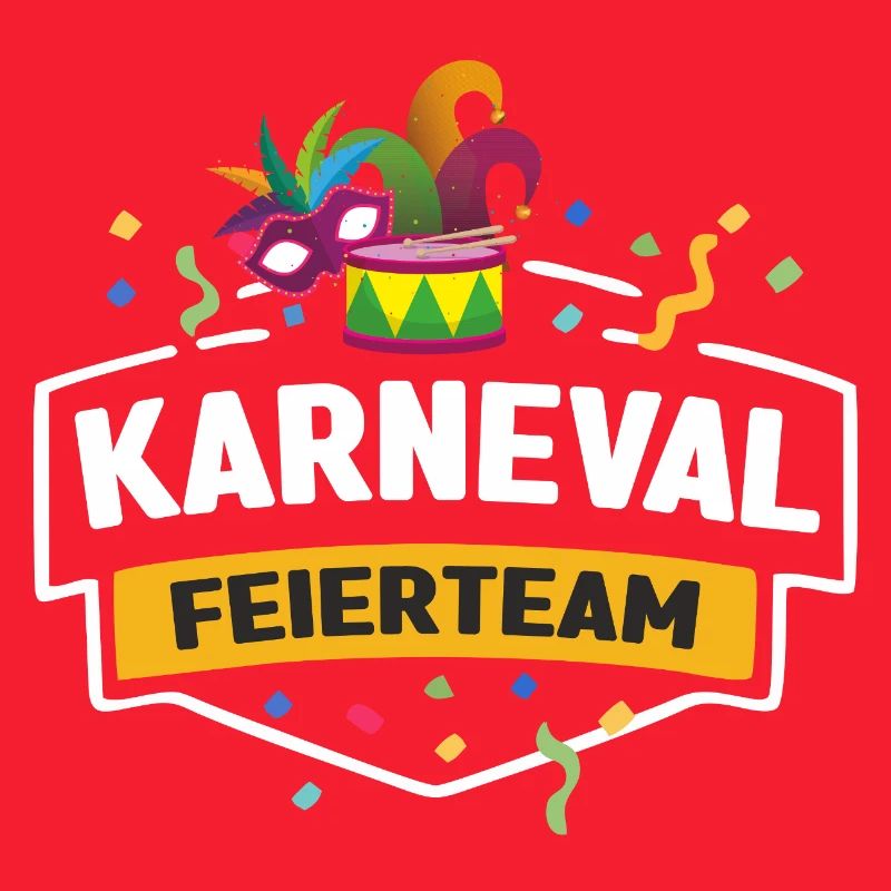 Karneval Feierteam Masken Drum