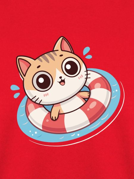 Kawaii-Katze in roter Boje