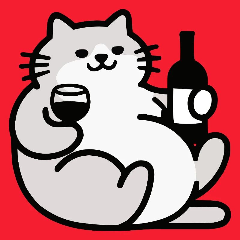 Katze mit Wein Illustration