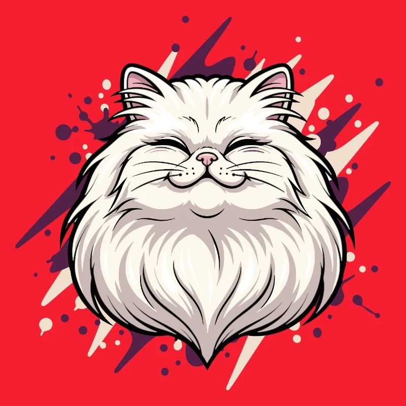 Fröhlicher Katzenkopf mit Farbklecks