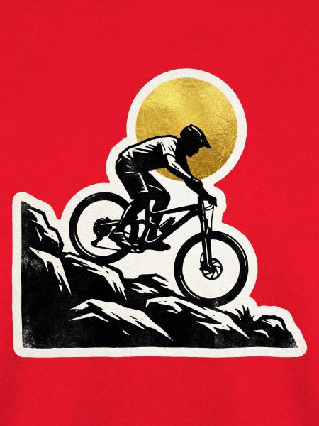 Mountainbiker Rock Garden Holzschnitt