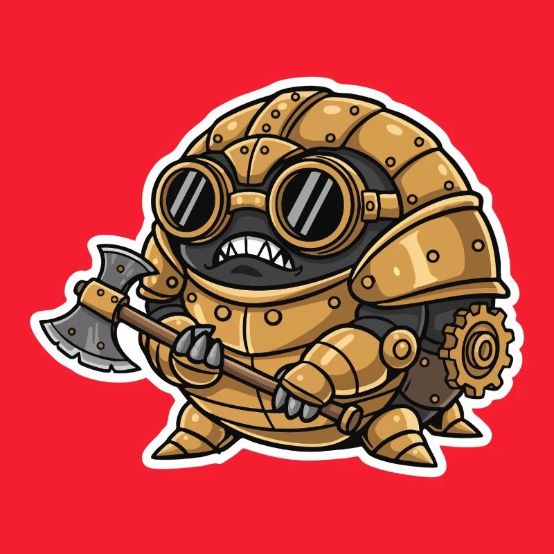 Sowbug Warrior Steampunk Axe Copper Armor