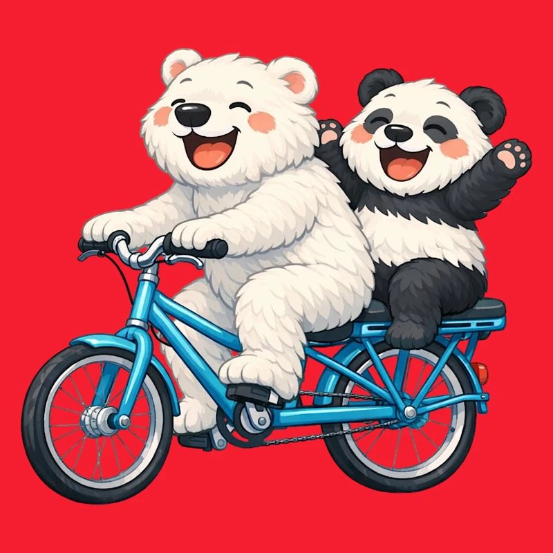 Zwei Teddybären auf einem Fahrrad
