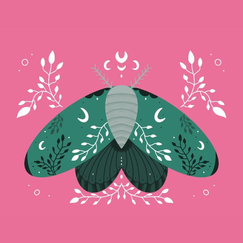 Papillon de nuit vert avec feuillage