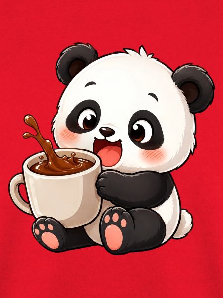 Süßer Panda Kaffeetrinker Kaffeeliebhaber Cartoon