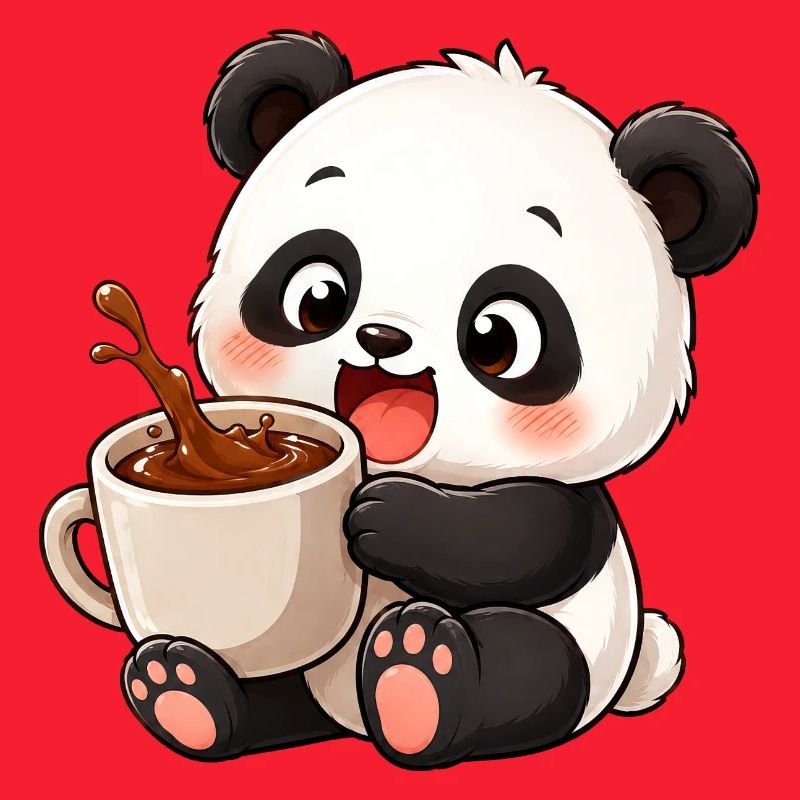Süßer Panda Kaffeetrinker Kaffeeliebhaber Cartoon
