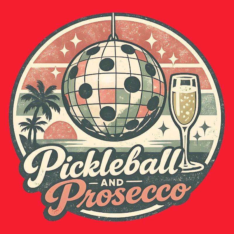 Pickleball und Prosecco Retro Logo