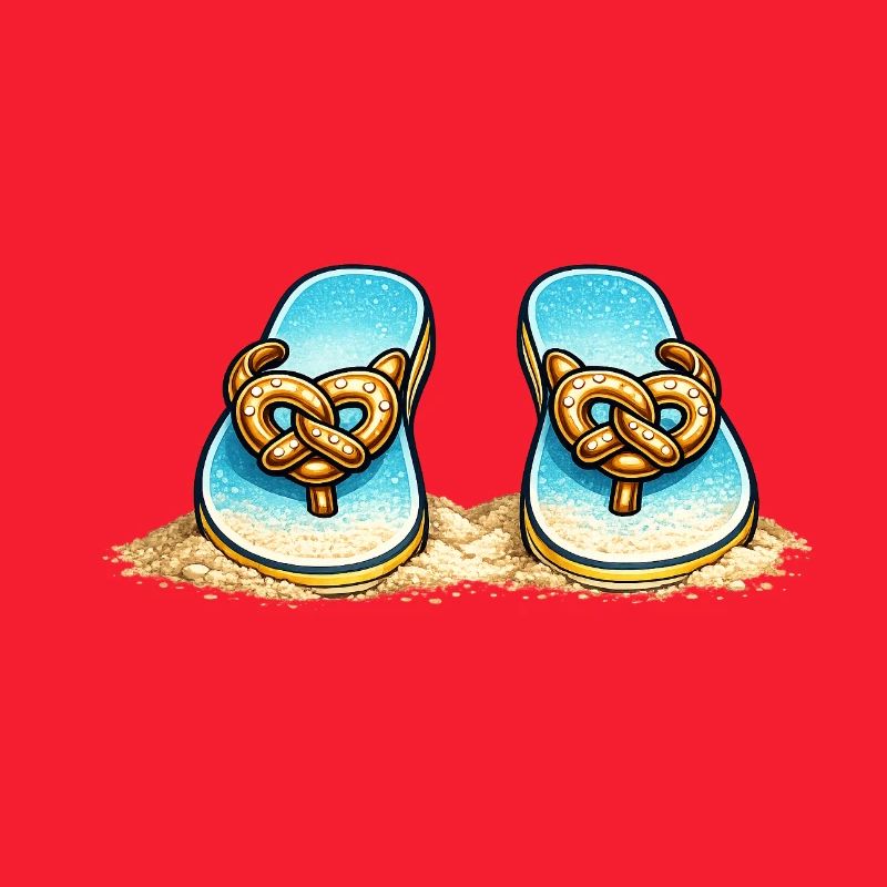 Blue Pretzel Bow Beach Flip-Flops
