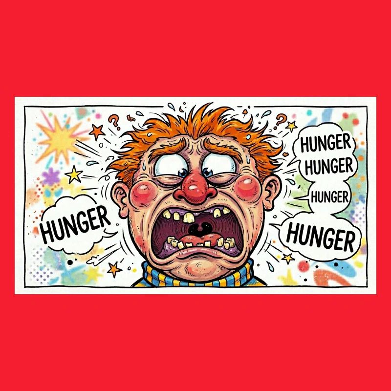 Hunger-Karikatur: Explosiver Cartoonlook