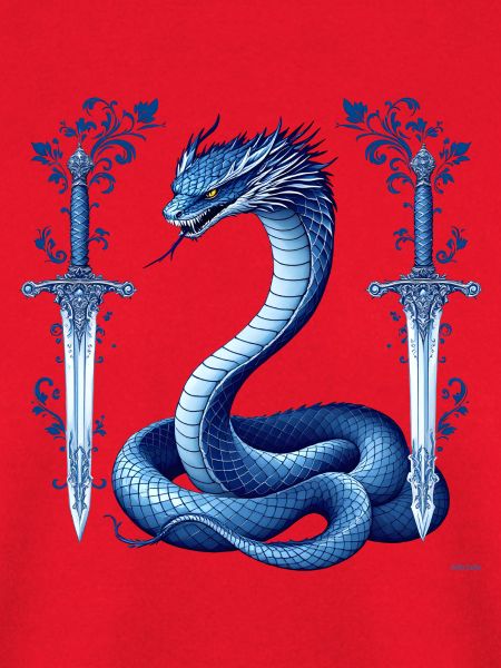 Design von blauen Schlangen-Dekorationsschwertern.
