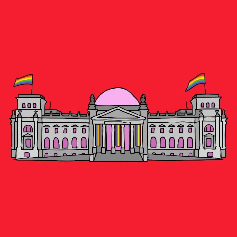 Le Bundestag à Berlin avec des drapeaux arc-en-ciel
