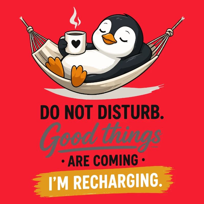 Pinguin aufladende Hängematte