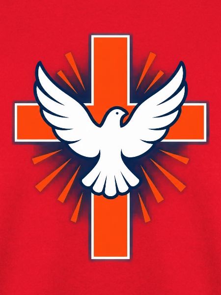 Taube über Kreuz Strahlenlogo