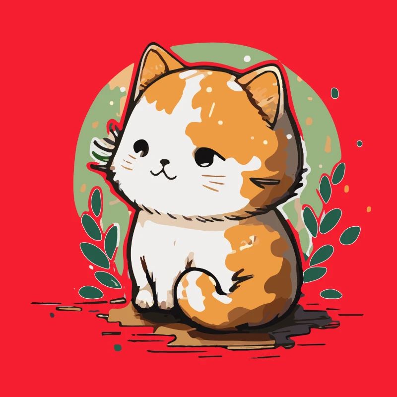 Comic Cute Kawaii Sticker Cat, Kitten, Kitten