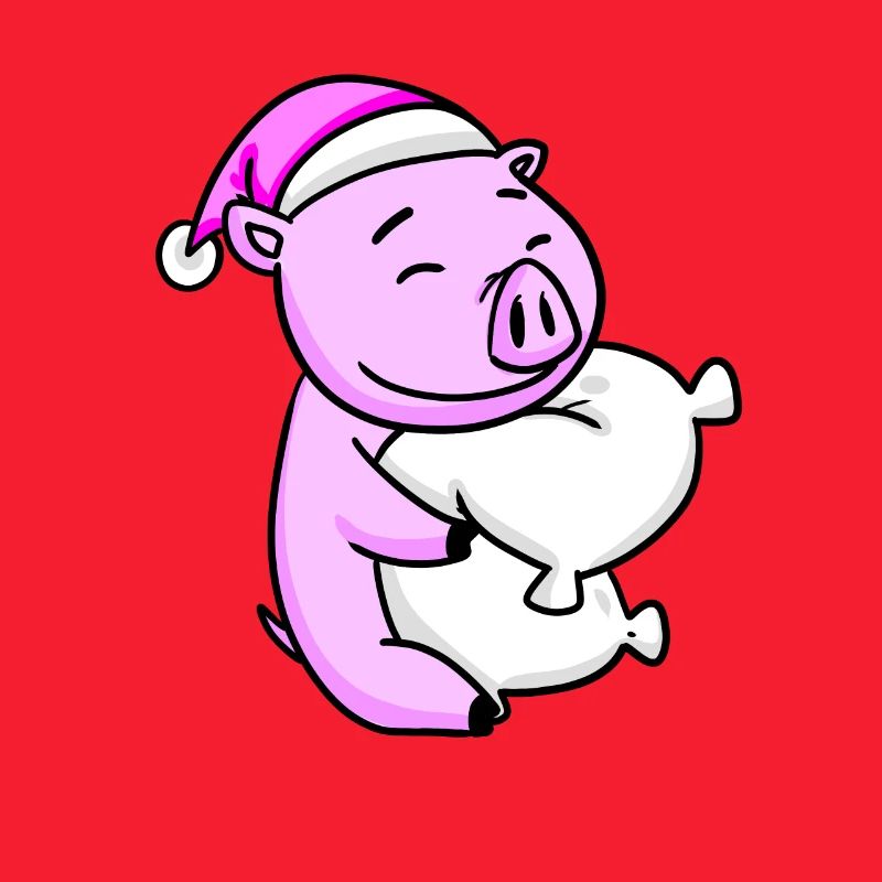 Cochon avec oreiller et bonnet de couchage