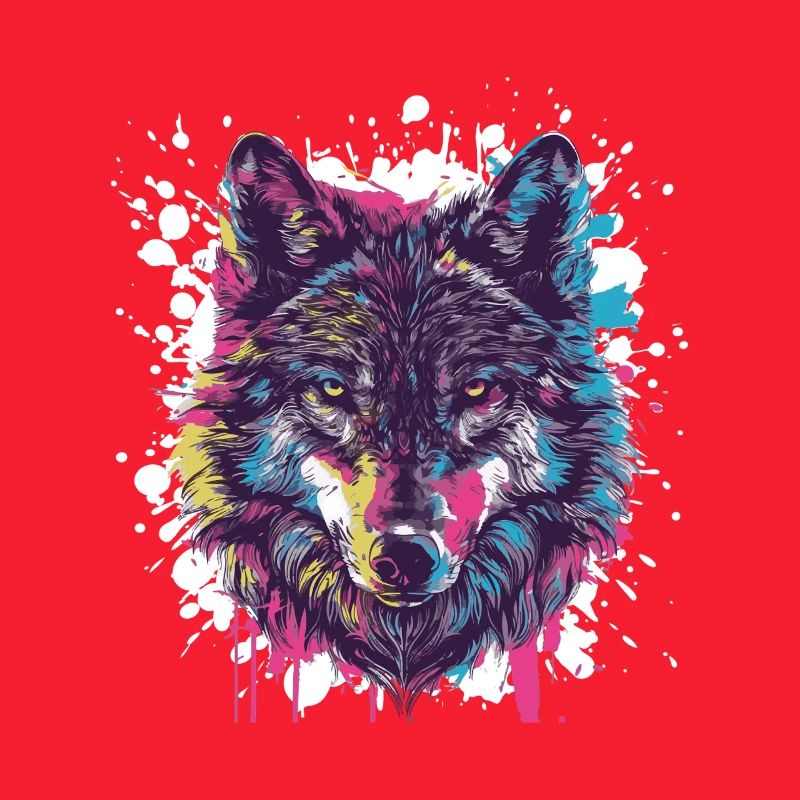 Loup Animal Éclaboussure de Couleur