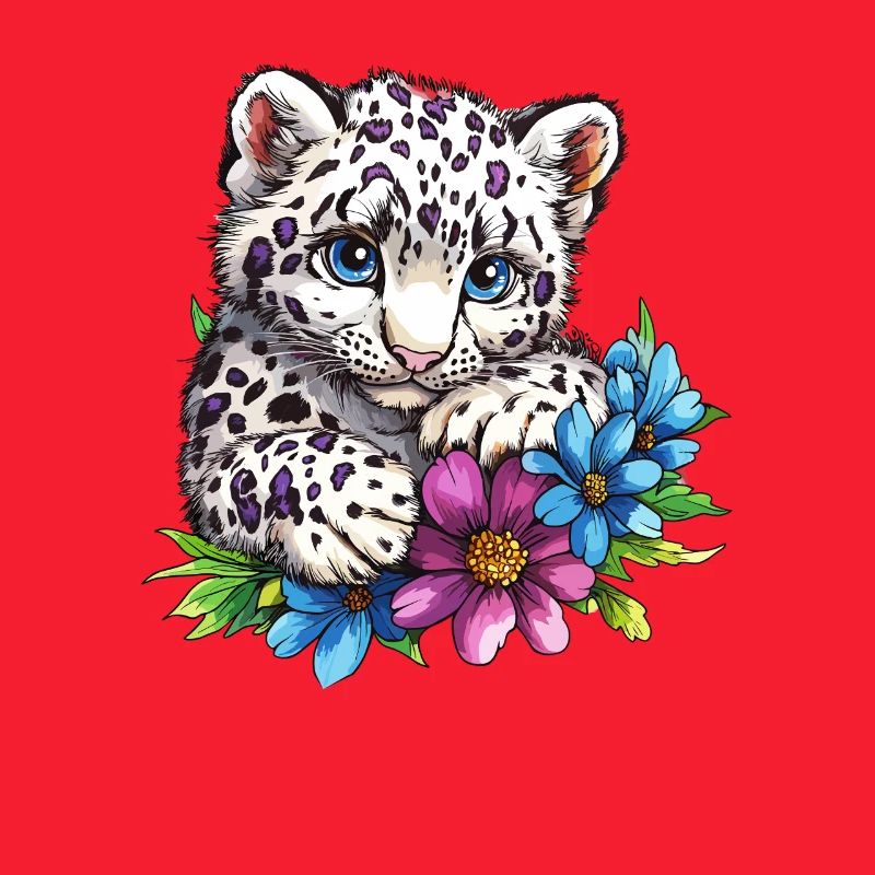 Leopardenkätzchen mit Blumen