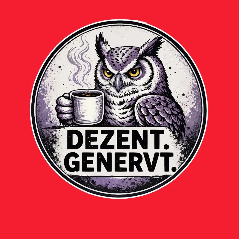 Dezent Genervt Eule mit Kaffee