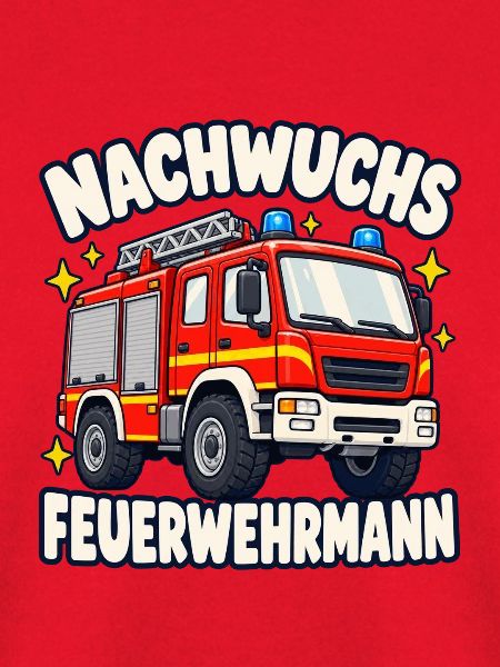 Nachwuchs Feuerwehrmann mit Feuerwehrauto